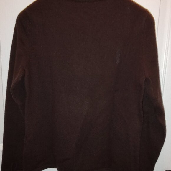 LANDS END CASHMERE SWEATER L/S ROUND NECK WITH LOOP+BUTTON NO PILLING MED 10-12 - Picture 2 of 11